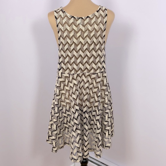 Free People Dizzy Daydream Sleeveless Chevron Knit Fit Flare Mini Dress Size M - Picture 7 of 13